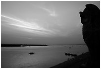 Sunrise over the Tonle Sap river,   Phnom Phen. Cambodia ( black and white)