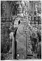 Gate of temple complex. Angkor, Cambodia (black and white)