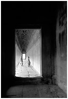 Exterior deambulatory of Angkor Wat. Angkor, Cambodia ( black and white)