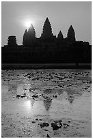 Sunrise, Angkor Wat. Angkor, Cambodia (black and white)