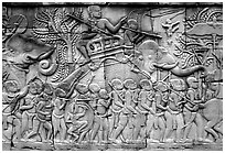 Bas reliefs, the Bayon. Angkor, Cambodia ( black and white)