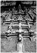 Model of Angkor Wat found in Phnom Phen. Angkor, Cambodia ( black and white)