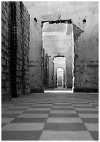 Tuol Sleng Genocide Museum, former school turned  Khmer Rouge detention center. Phnom Penh, Cambodia (black and white)