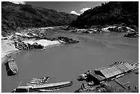 Pakbeng. Mekong river, Laos (black and white)