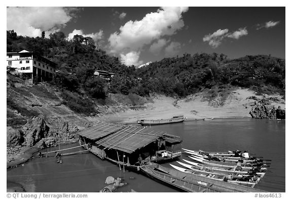 fast boats at Pakbeng. Mekong river, Laos