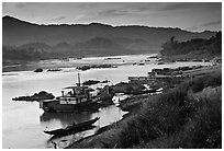Sunset in Huay Xai. Laos ( black and white)