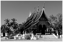 Front of the Sim of Wat Xieng Thong. Luang Prabang, Laos ( black and white)