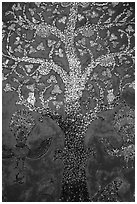 Mosaic of the tree of life on the Sim of Wat Xieng Thong. Luang Prabang, Laos ( black and white)