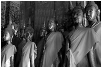 Drapped Buddha statues, Wat Xieng Thong. Luang Prabang, Laos ( black and white)