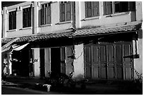 Old colonial houses. Luang Prabang, Laos ( black and white)