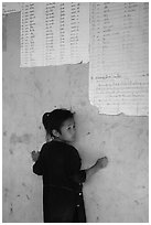 Girl of the Lao Huay tribe, Ban Nam Sang village. Laos ( black and white)
