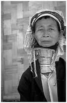 Old Padaung Woman,  Kalaw. Shan state, Myanmar ( black and white)