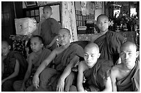 Monks,  Shwedagon Paya. Yangon, Myanmar (black and white)