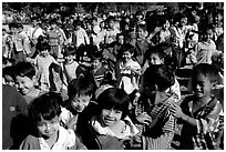 Children at a school. Mount Popa, Myanmar (black and white)