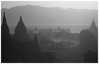 Sunset from Shwesandaw. Bagan, Myanmar ( black and white)
