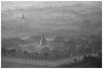 Kuthodaw Paya at sunrise. Mandalay, Myanmar (black and white)