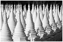 Stupas at Sandamani Paya. Mandalay, Myanmar (black and white)