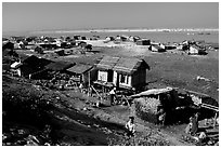 On the banks of the Ayeyarwadi river. Mandalay, Myanmar (black and white)