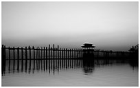 U Bein bridge, worlds longest teak span. Amarapura, Myanmar ( black and white)