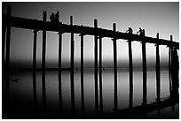 U Bein bridge at sunset, Amarapura. Mandalay, Myanmar (black and white)