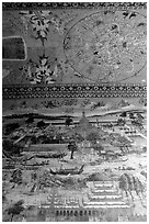 Fresco at Kyauktawgyi Paya, Amarapura. Mandalay, Myanmar (black and white)