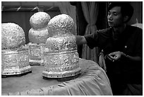 Worshiping the images at Phaung Daw U Paya. Inle Lake, Myanmar ( black and white)