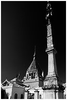 Stupas, Yadana Man Aung Paya, Nyaungshwe. Inle Lake, Myanmar (black and white)