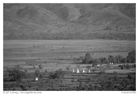 Stupas in the Heho plain. Shan state, Myanmar