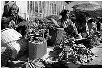 Vendors, Market in Kalaw. Shan state, Myanmar (black and white)