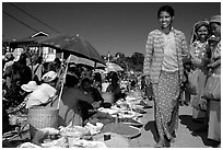Market scene, Kalaw. Shan state, Myanmar (black and white)