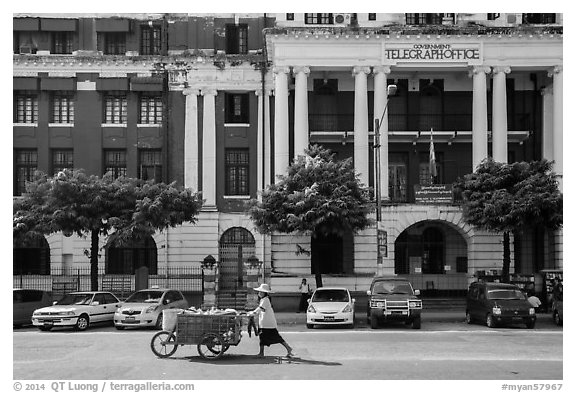 Post office. Yangon, Myanmar (black and white)