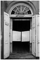 Colorful doorway. Yangon, Myanmar ( black and white)