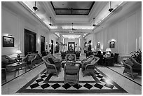 Lobby of the Strand Hotel. Yangon, Myanmar ( black and white)