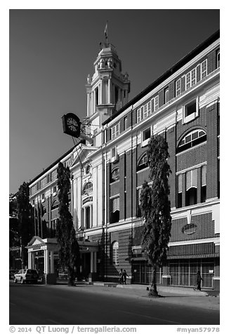 Custom house. Yangon, Myanmar (black and white)