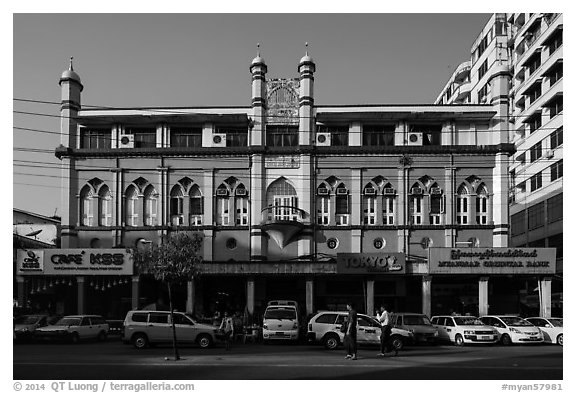 Cholia Jam-E Mosque. Yangon, Myanmar (black and white)