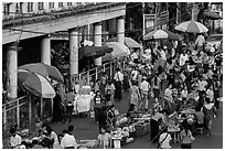 Street market. Yangon, Myanmar ( black and white)