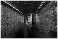 Monk inside gold-plated maze inside Botataung Pagoda. Yangon, Myanmar ( black and white)