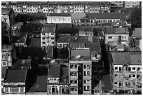 Residential buildings from above. Yangon, Myanmar ( black and white)