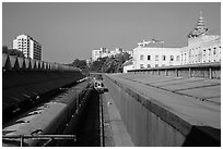 Central train station tracks. Yangon, Myanmar ( black and white)