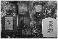 Headstones in Muslim Cemetery. Yangon, Myanmar ( black and white)