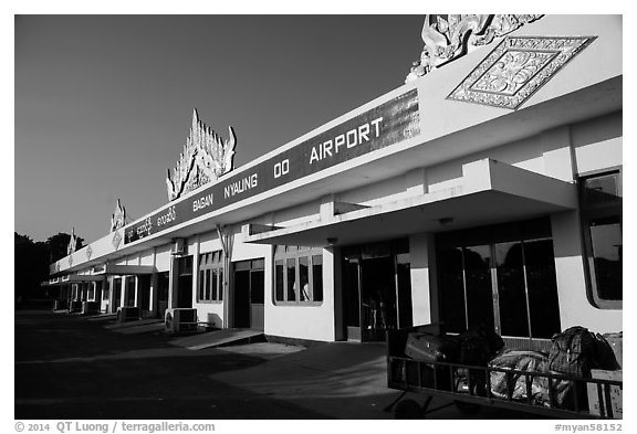 Bagan airport. Bagan, Myanmar (black and white)