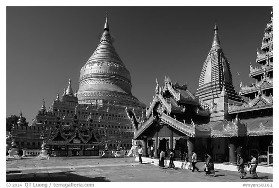 Shwezigon Pagoda. Bagan, Myanmar (black and white)