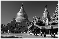 Shwezigon Pagoda. Bagan, Myanmar ( black and white)