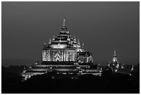 Thatbyinnyu temple at night. Bagan, Myanmar ( black and white)