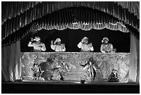Burmese string puppet show. Bagan, Myanmar ( black and white)