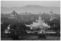Aerial view of Ananda temple. Bagan, Myanmar ( black and white)