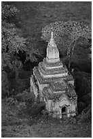 Aerial view of a small temple. Bagan, Myanmar ( black and white)