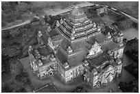 Aerial view of Dahmmayan Temple. Bagan, Myanmar ( black and white)