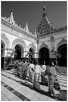 Novitiation ceremony procession, Mahamuni Pagoda. Mandalay, Myanmar ( black and white)