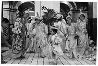 Children during Shinbyu ceremony, Mahamuni Pagoda. Mandalay, Myanmar ( black and white)